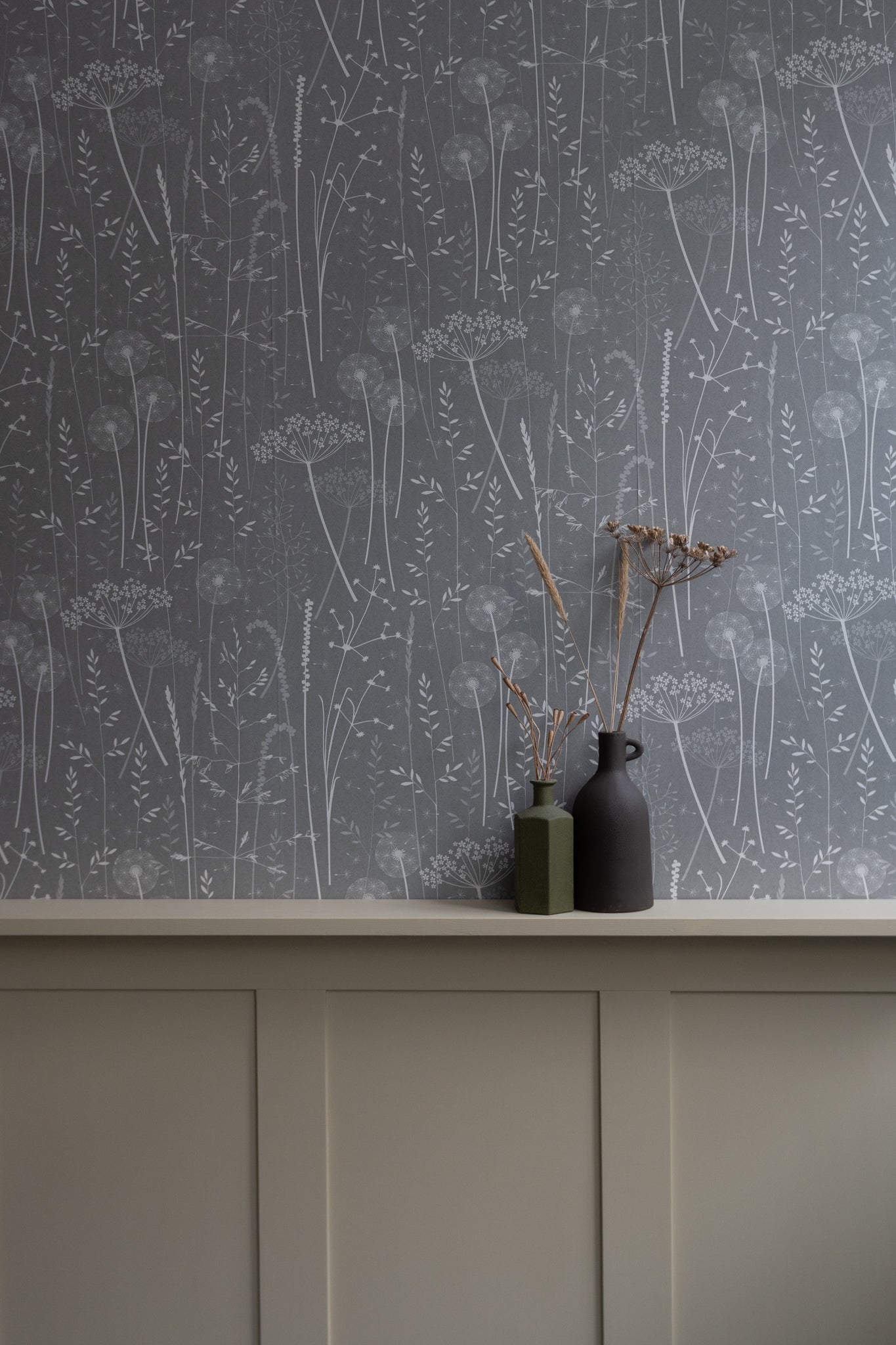 Paper Meadow Wallpaper in Charcoal