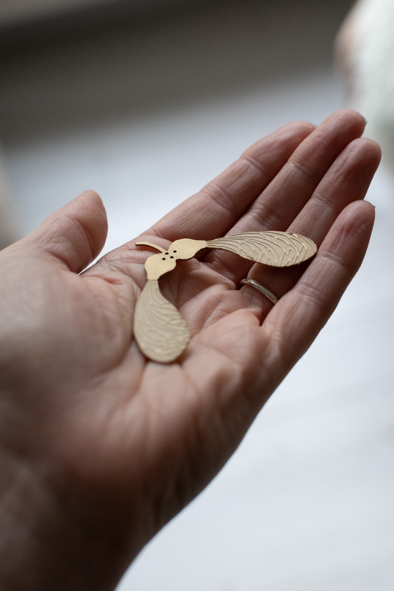 A golden sycamore seed